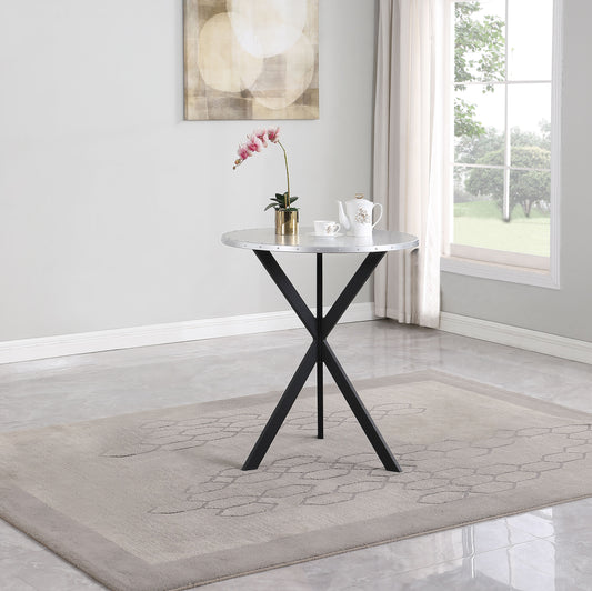 Kenzo Round Metal Top Bar Table Silver and Sandy Black