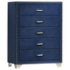 Melody 5-drawer Upholstered Chest Pacific Blue