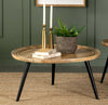 Zoe Round Coffee Table with Trio Legs Natural and Black