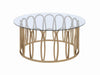 Monett Round Coffee Table Chocolate Chrome and Clear