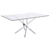 Carmelo X-shaped Dining Table Chrome and Clear