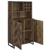 Mendoza 2-door Wine Cabinet Rustic Oak Herringbone and Gunmetal