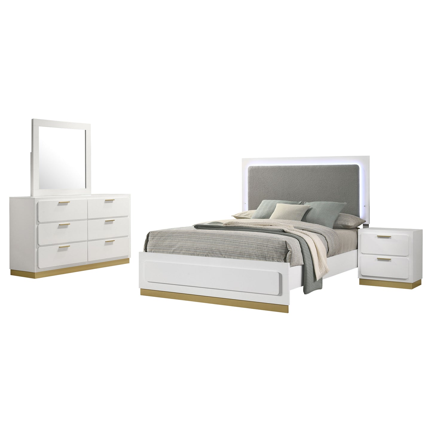 Caraway 4 Pc & Pc E.King, Cal.King, & Queen Bedroom Set Black & White
