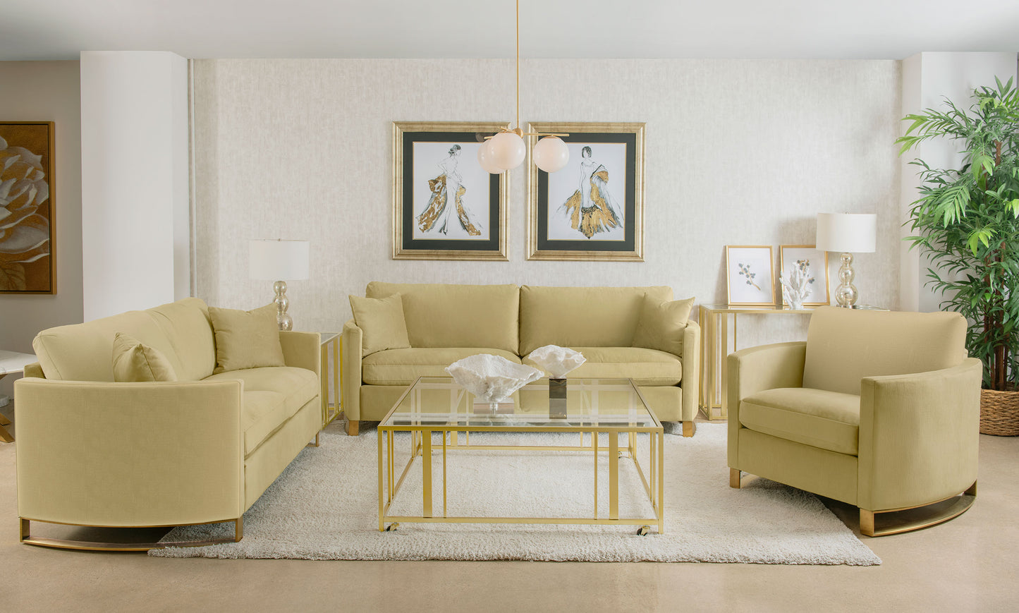 Corliss Accent Chairs Gold
