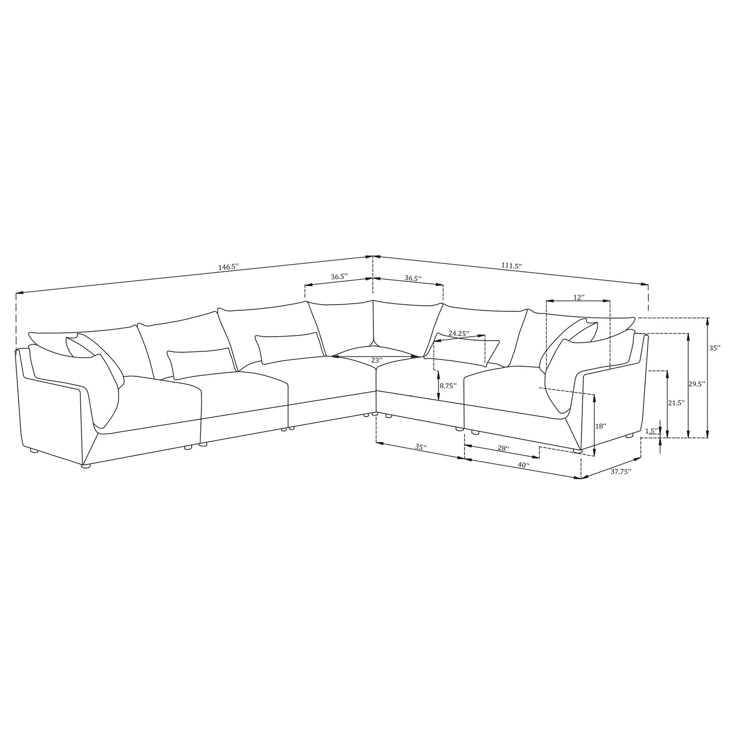 Sasha 6 Piece Sectionals