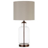 Aisha Drum Shade Table Lamp Creamy Beige and Clear